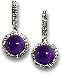 Amethyst Cabochon Dangle Earrings