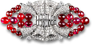 Broche Cartier Art Déco Ruby e Diamante