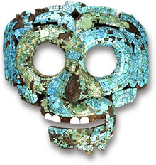 Réplica de máscara de mosaico turquesa mesoamericana antiga