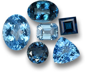 Pedras preciosas de topázio azul