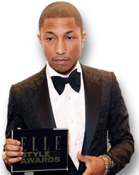 Pharrell Williams no Elle 2014 Style Awards