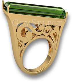 Um anel exclusivo de turmalina verde