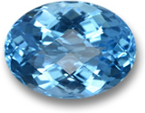 Pedra preciosa de topázio azul com corte xadrez