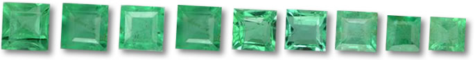 Gemas de esmeralda quadrada calibrada