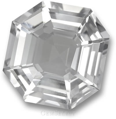 Pedra preciosa de quartzo branco transparente Asscher-Cut