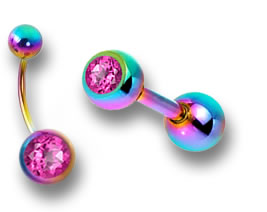 Colored Titanium Body Jewelry with Mystic Topaz