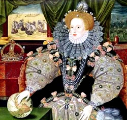 Retrato e pérolas da armada simbólica de Elizabeth I