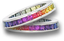 Alianças de casamento de safira multicoloridas