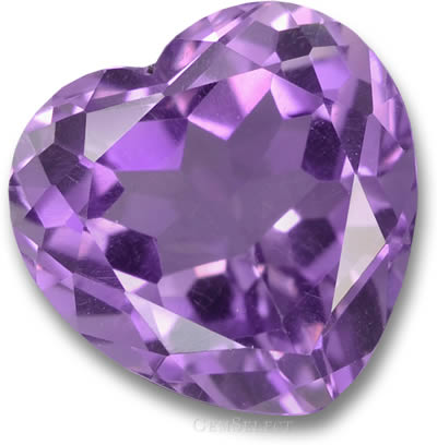 Pedra preciosa de ametista em formato de coração