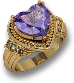 Heart-Shaped Amethyst & Yellow Gold Ring
