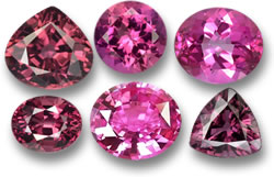 Pedras preciosas rosa choque: zircão, turmalina, topázio místico, granada rodolita, safira e espinélio