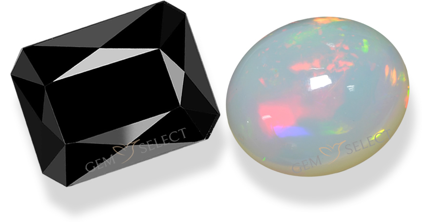 Pedras preciosas de opala e turmalina da GemSelect - imagem grande