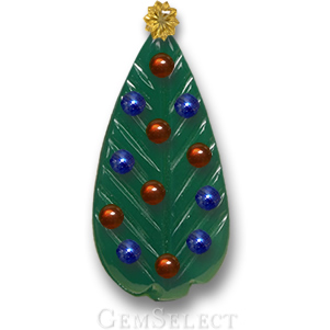 Árvore de Natal de pedras preciosas - ágata esculpida, estrela de quartzo limão, enfeites de granada e safira