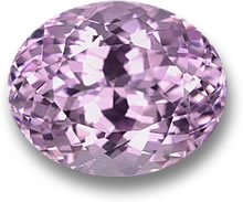 Gema oval de kunzita rosa-violeta