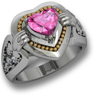 Anel de safira rosa de dois tons da GemSelect - Imagem grande