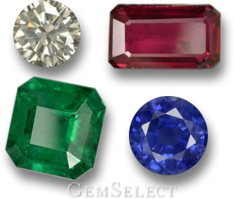 As tradicionais quatro pedras preciosas - diamante, rubi, esmeralda e safira