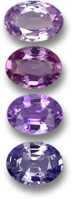 Gemas de safira roxa e violeta