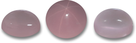 Cabochões de quartzo rosa e quartzo rosa estrela