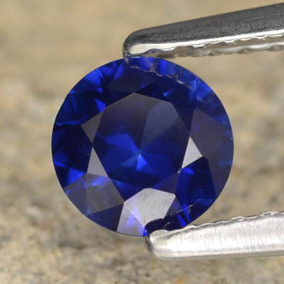 Pedra preciosa redonda de safira azul