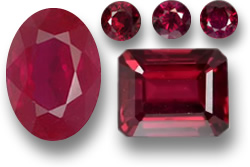 Várias pedras preciosas de rubi