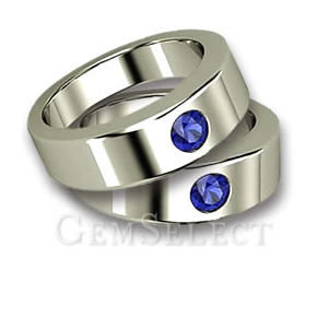 Alianças de casamento de safira azul