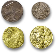 Moedas Viking de Prata e Moedas Romanas de Ouro