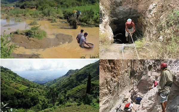 Foto da mineração de safira nas montanhas Uluguru