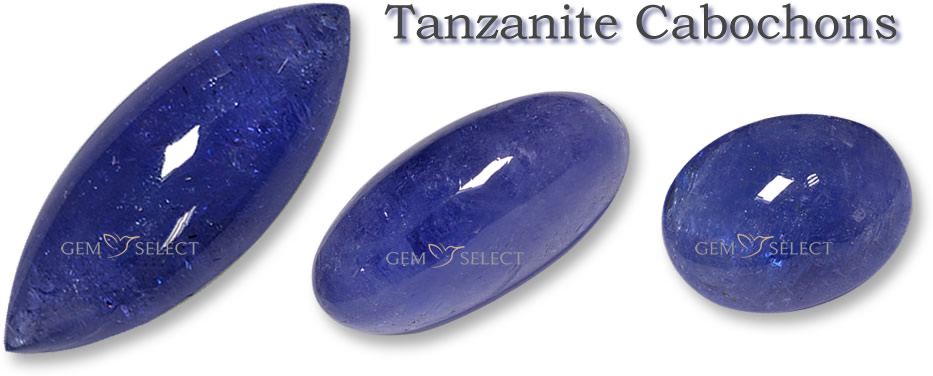 Uma foto de pedras preciosas de cabochão de tanzanita da GemSelect