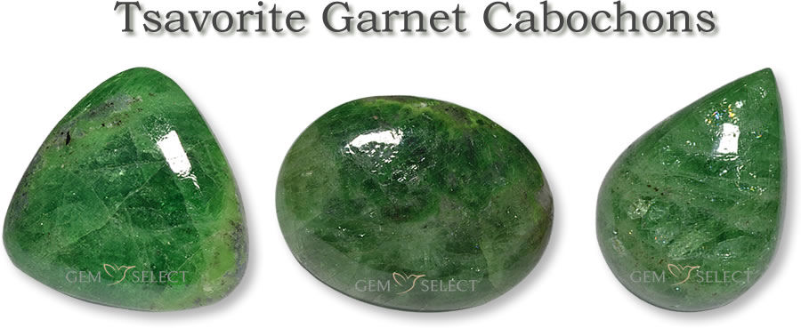 Uma foto de cabochões de granada Tsavorite da GemSelect