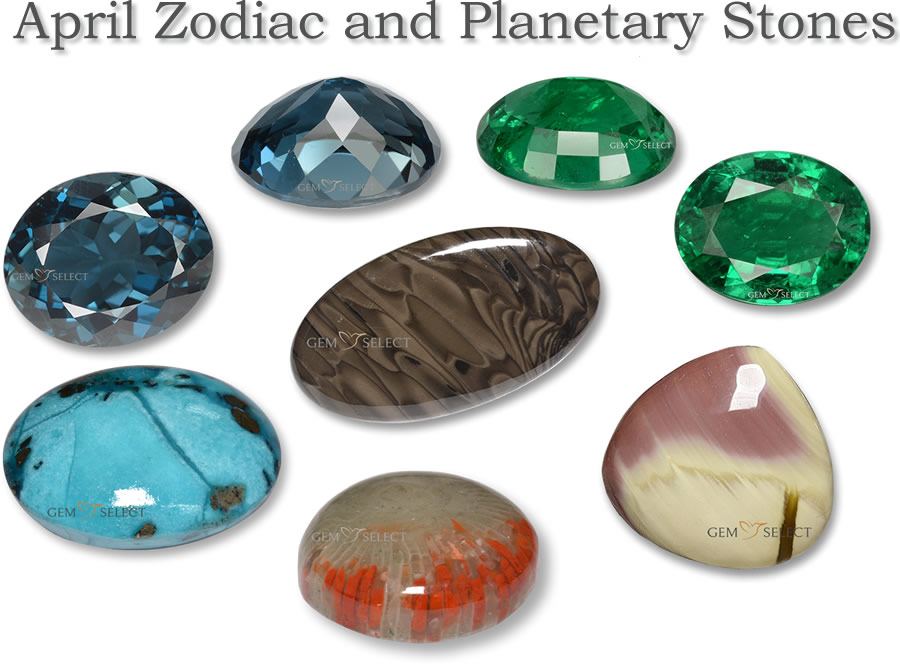 Uma imagem do zodíaco e das pedras preciosas planetárias da GemSelect - imagem grande