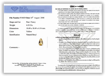 Certificado Gemológico BGL