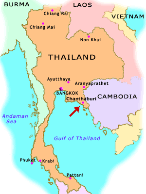 Mapa da Tailândia - Chanthaburi