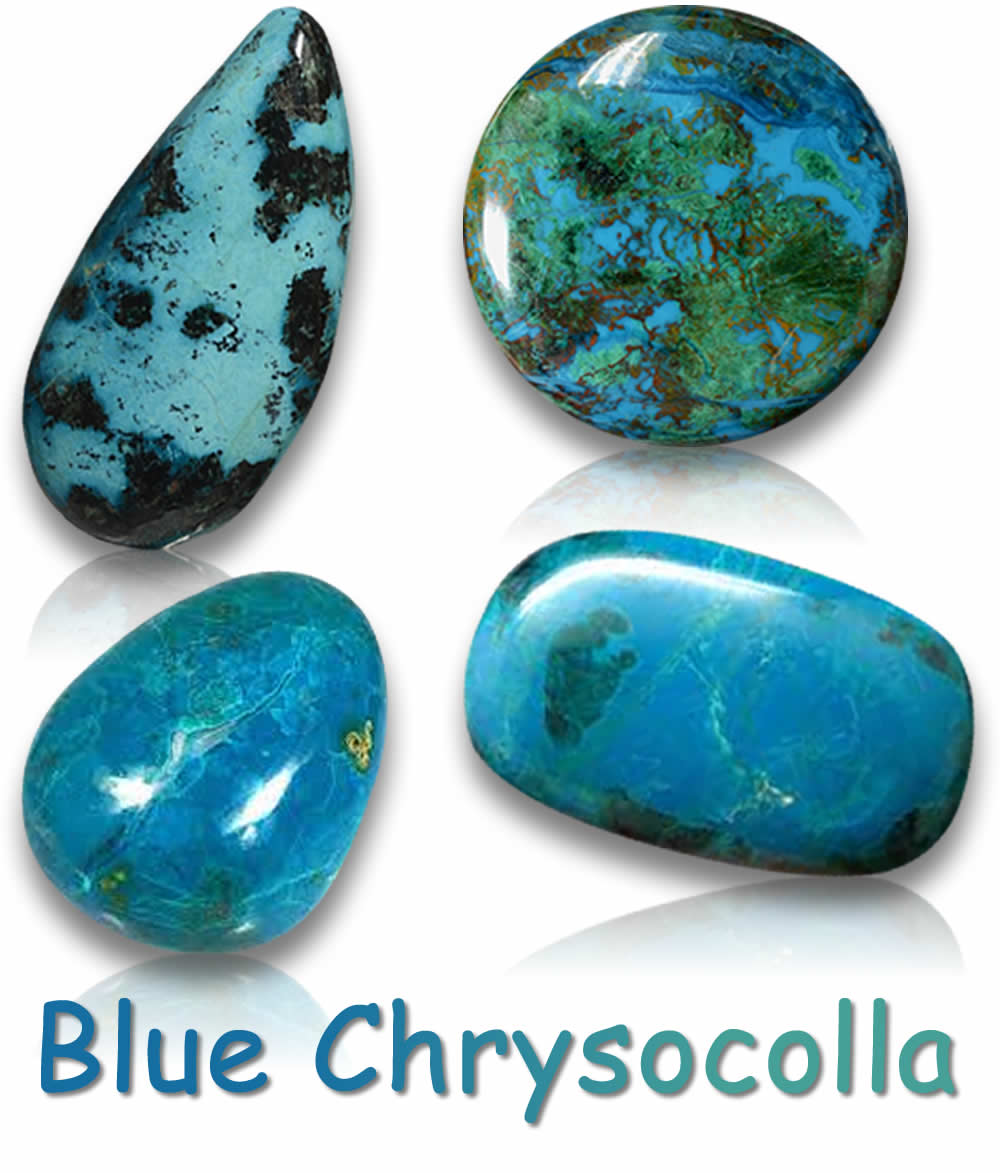 Pedras preciosas naturais de crisocola azul