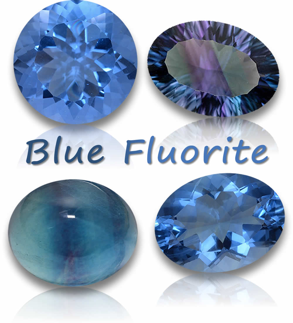 Pedras preciosas de fluorita azul natural