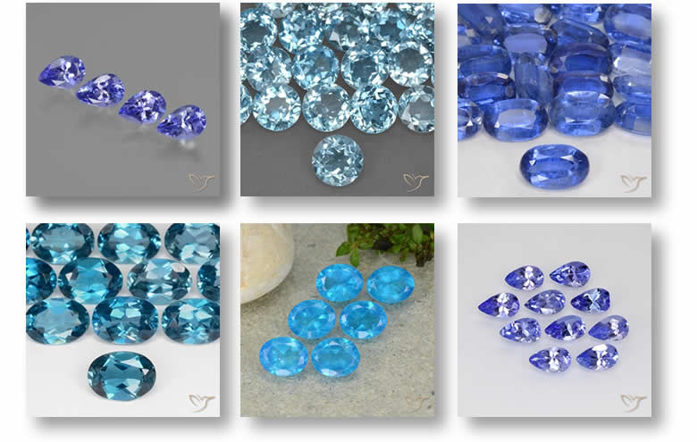 Lotes de pedras preciosas azuis a granel para fabricação de joias