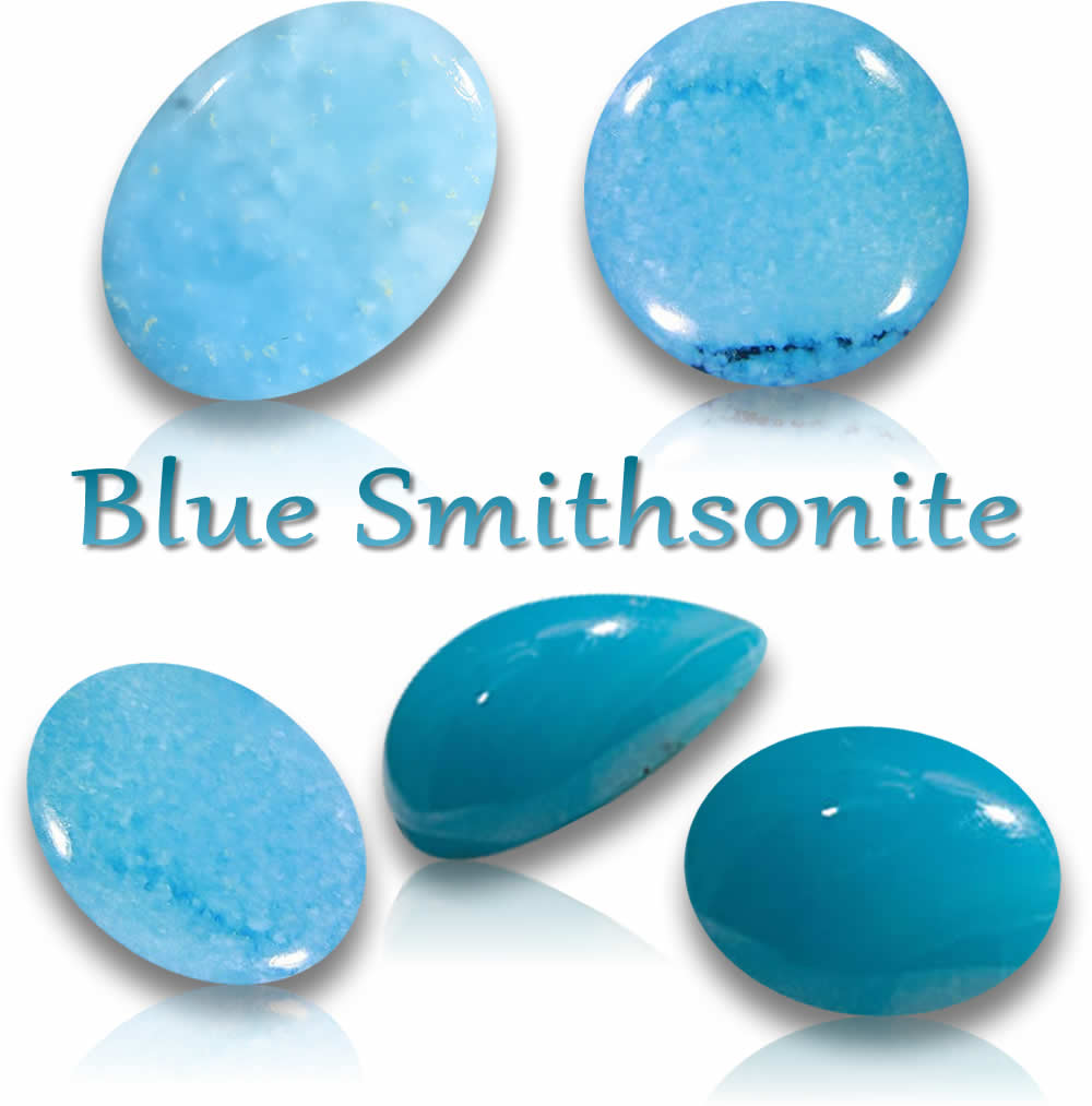 Pedras preciosas azuis naturais Smithsonite