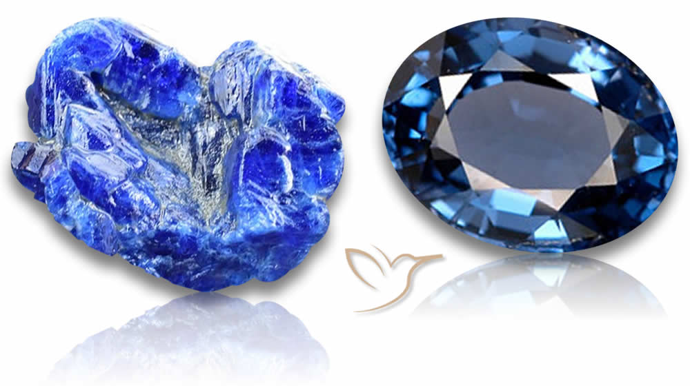 Gemas naturais de espinélio azul