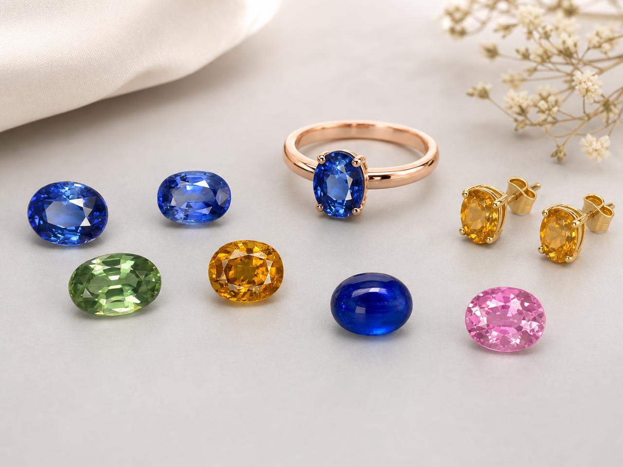 Gemas de safira calibradas soltas de 6x4 mm para engastes de joias
