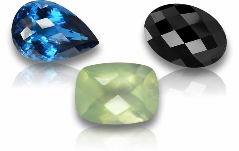 Gemas soltas com corte em tabuleiro de xadrez para joias