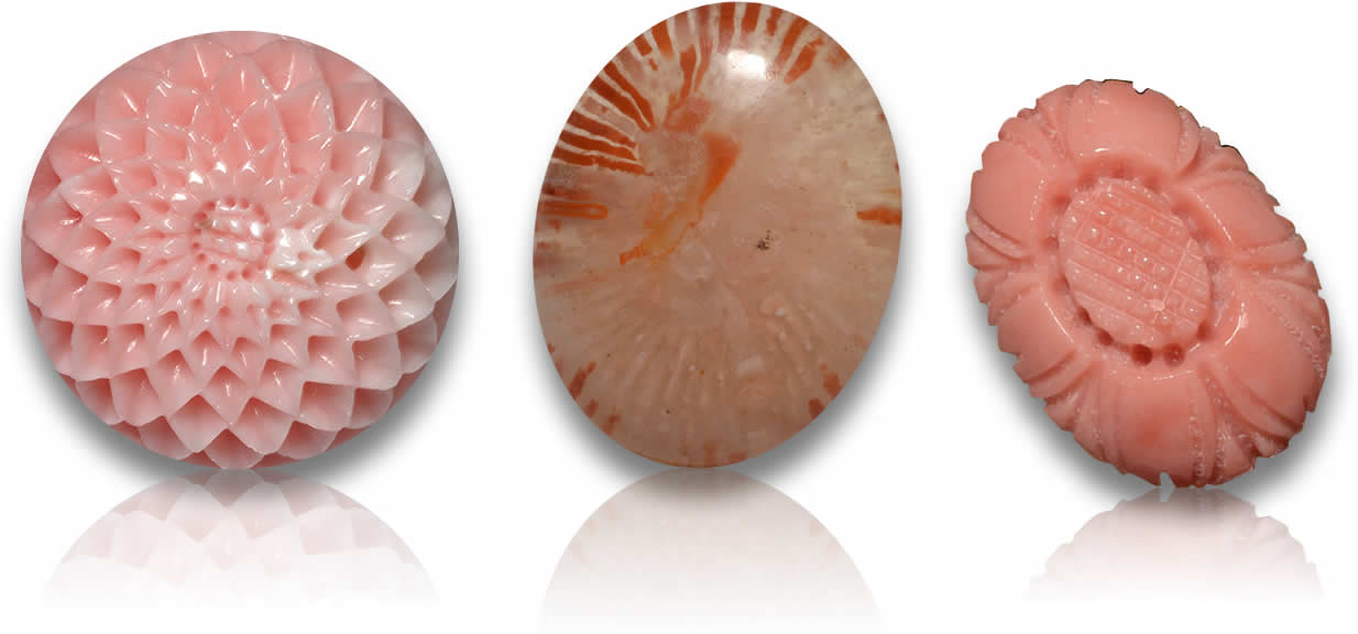Pedras preciosas de coral pêssego