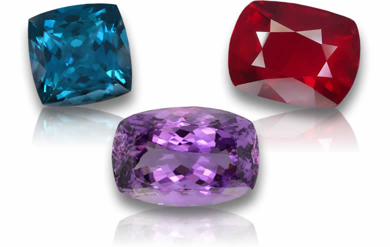 Gemas soltas com lapidação almofada para joias