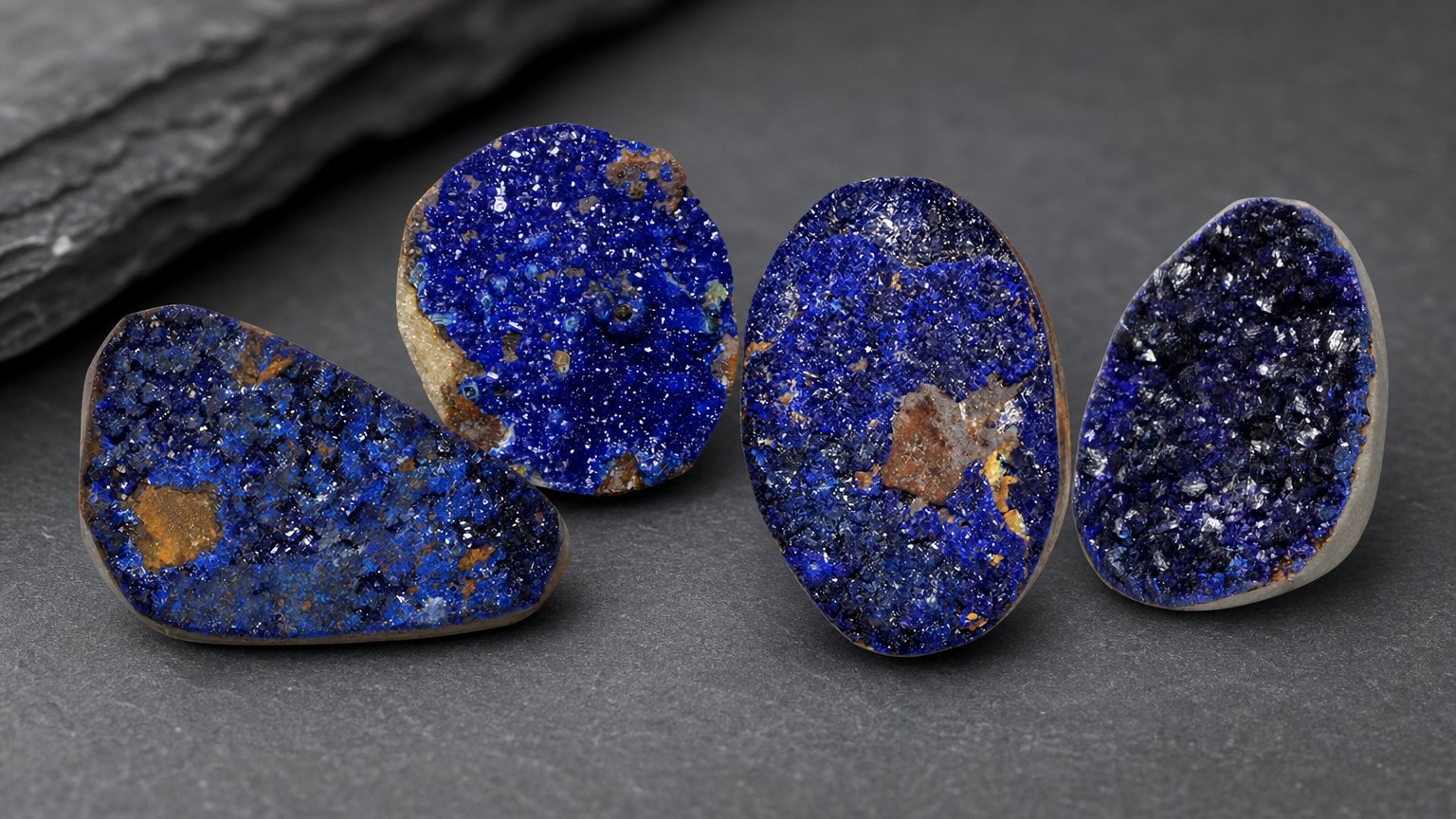Gemas naturais de azurita drusa - guia de compra