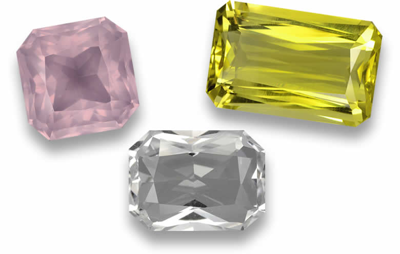 Emerald Cut Quartz Gemstones - Natural, Certified