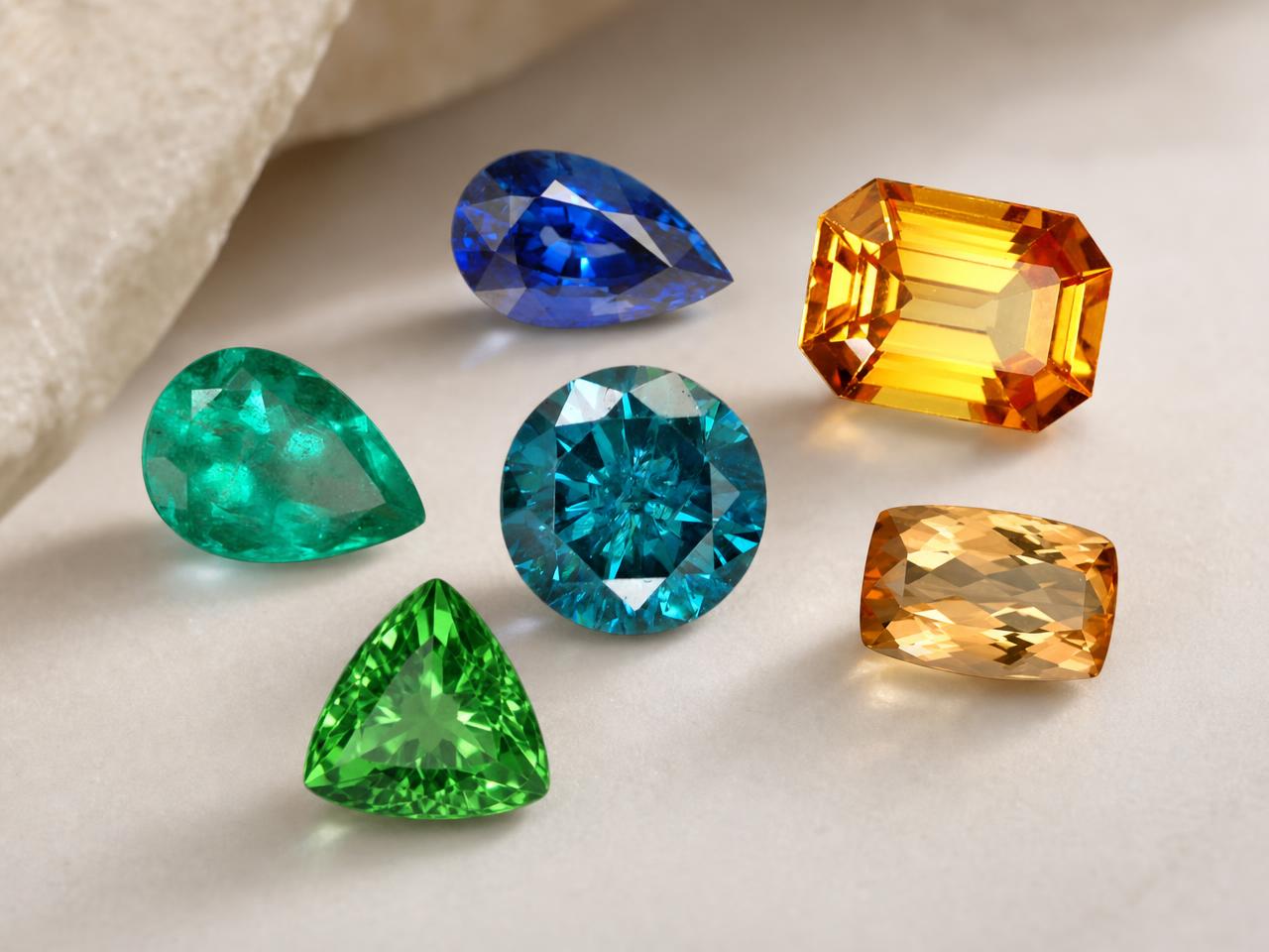 Pedras preciosas naturais soltas de luxo em cores variadas para joias finas.