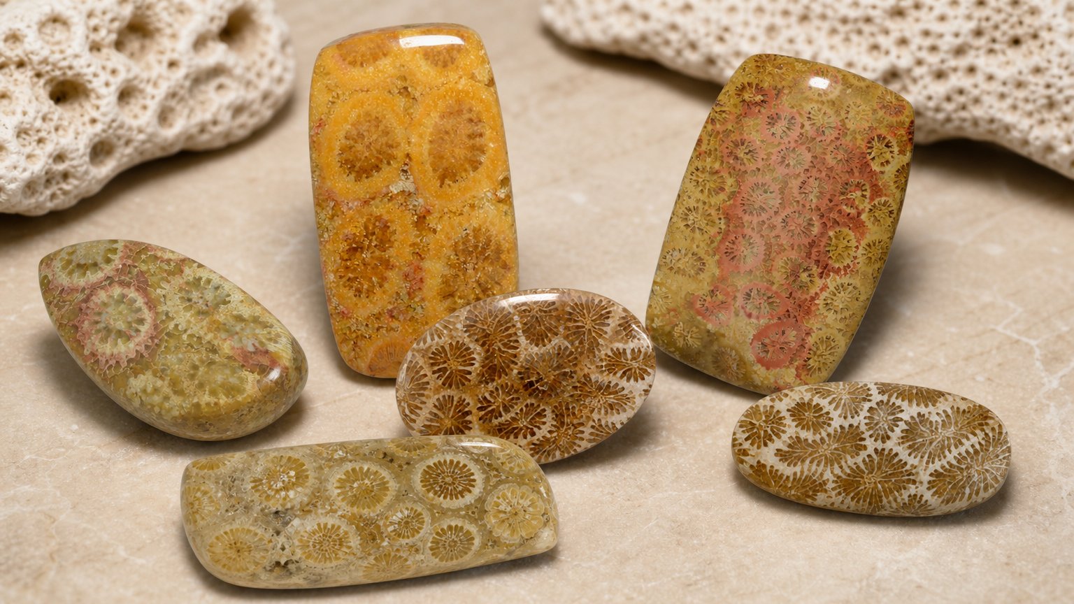 Gemas de coral fossilizado natural - guia de compra