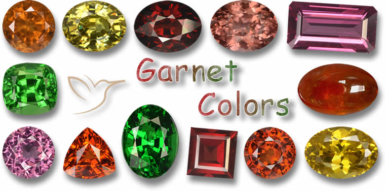 Gama de cores de granada oferecida pela GemSelect