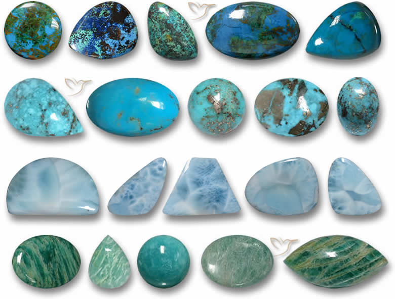 Crisocola, Turquesa, Larimar e Amazonita
