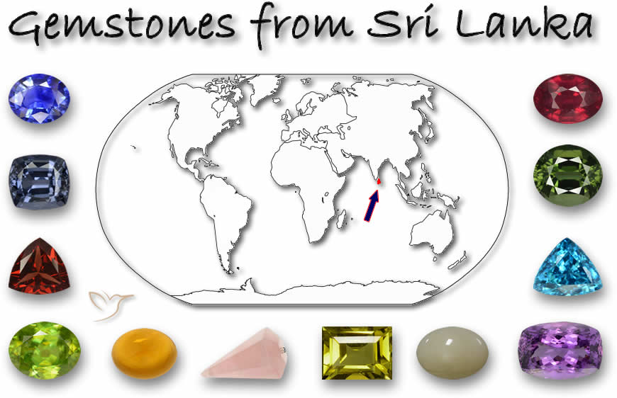 Pedras preciosas encontradas no Sri Lanka