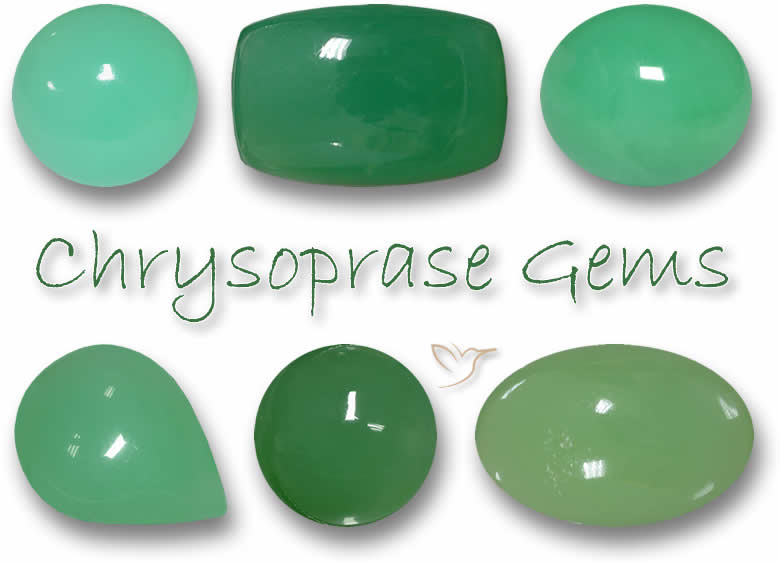 Pedras preciosas de crisoprase verde