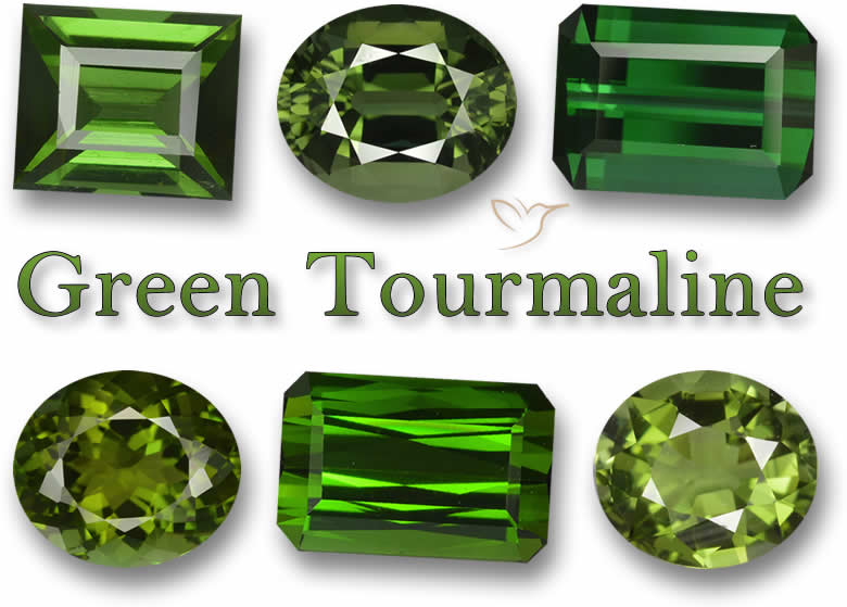 Pedras preciosas de turmalina verde